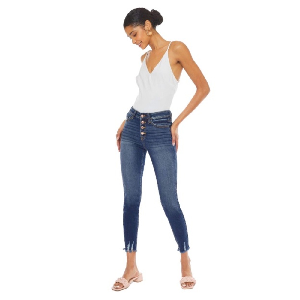 EUC Kancan Women's High Rise Distressed Super Skinny Blue Jeans Size 3 (25)